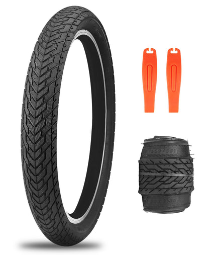 MEGHNA Bike Tire 20 x 2.35 Mountain Bike Tire with Bike Tire Lever (60-406) Foldable Tire Replacement for Mountain Bike BMX Freestyle Kids Bike Cruiser Bike Folding Bike (1 Pack)