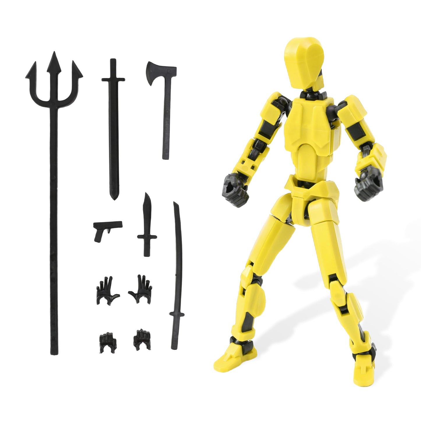 Fugacus Titan 13 Action Figure Dummy 13 Action Figure Lucky 13 Action Figure T13 Action Figure 3D Multi-Jointed Movable T13 Action Figure Toy (Yellow)