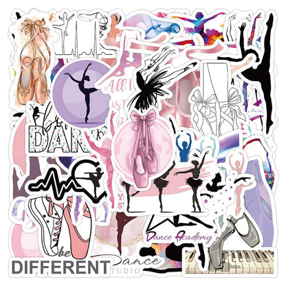 Dance Ballet Stickers | 50 Pcs Dancing Waterproof Stickers Vinyl Sticker Decal Decor