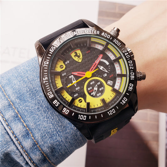 Men's Vintage Quartz Watch with 6 Needles - Ferrari Style