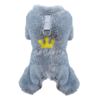 Izefia Dog Sweater Dog Clothes Fleece Dog Woolen Sweater Winter Warm Sweat Shirt 4 Legs Jumpsuit Pajamas Crown Princess Dog Sweater for Small Dog Medium Dog Cat Grey XXL