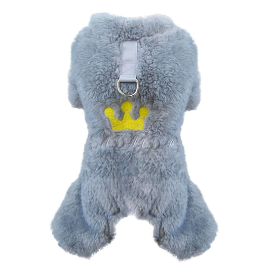 Izefia Dog Sweater Dog Clothes Fleece Dog Woolen Sweater Winter Warm Sweat Shirt 4 Legs Jumpsuit Pajamas Crown Princess Dog Sweater for Small Dog Medium Dog Cat Grey XXL