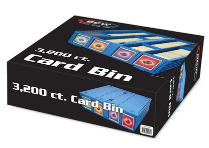 BCW Collectible Card Bin - Holds 3200 Cards - Large Card Storage Box for Loose Trading Cards Pokemon MTG and Sports Card Storage Boxes Includes 4 Card Bin Partitions (4 Pack Blue)
