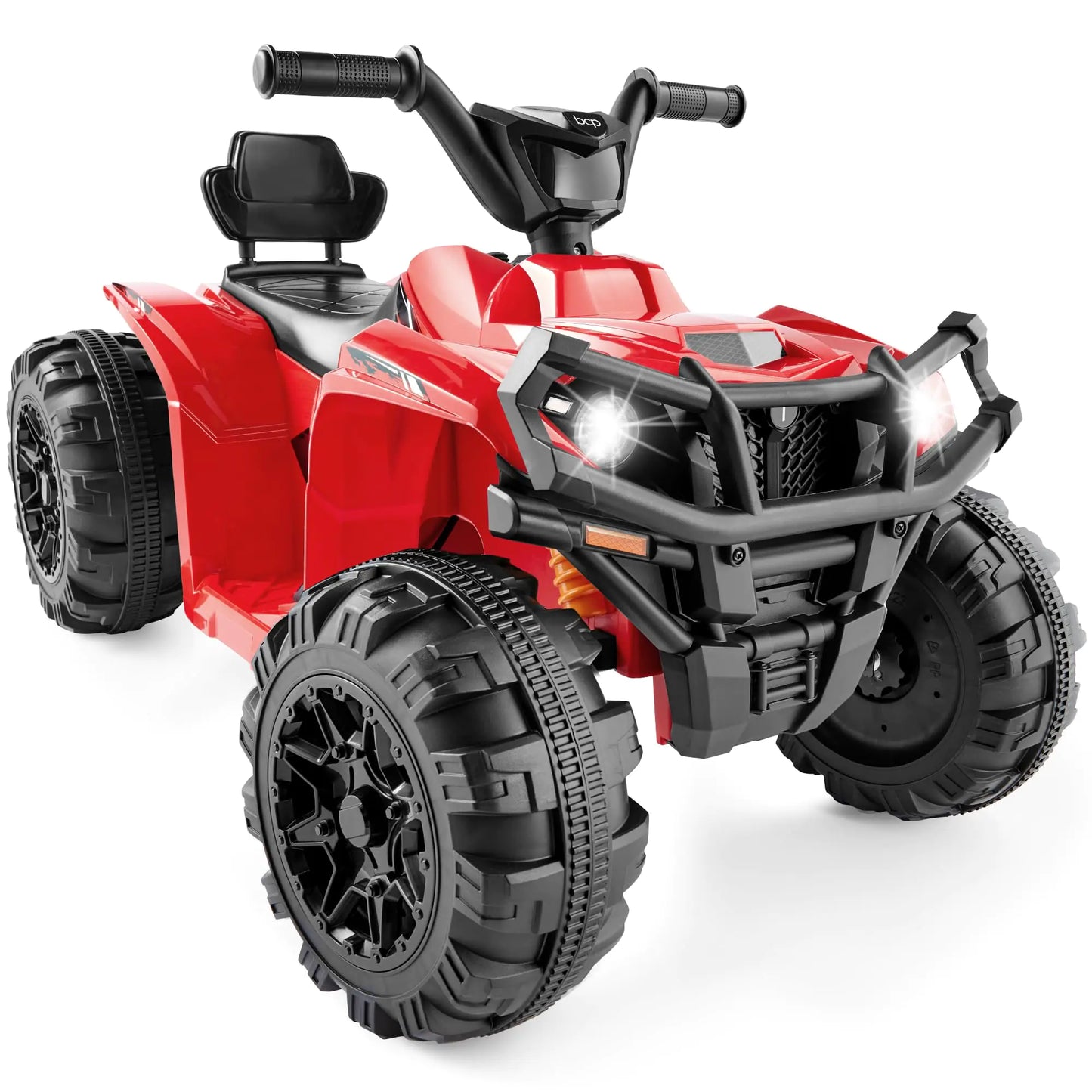 12V Kids Ride-On Electric ATV 4-Wheeler Quad Car Toy w/Bluetooth Audio 2.4mph Max Speed Treaded Tires LED Headlights Radio - Red
