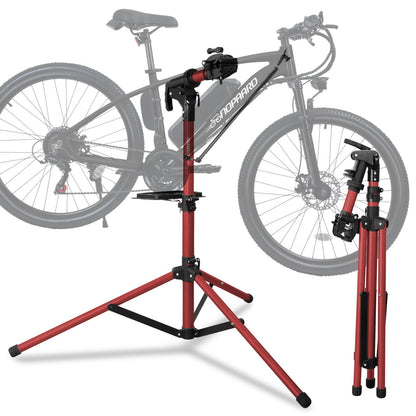 Heavy Duty bike Ebike Repair Stand Max 110 lbs Portable Aluminum Bicycle Stand Manintenance Workstand Made For Any Bike Heavy E-bike Mountain Bike Road Bike Folding Bike etc Red