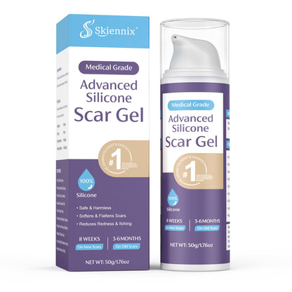 Skiennix Advanced Scar Gel 1.76oz(50g) Silicone Scar Gel Scar Cream for Surgical Scars Reduces the Appearance of Scars from Stretch Marks Burns Injury Keloids Effective for Both Old & New Scars