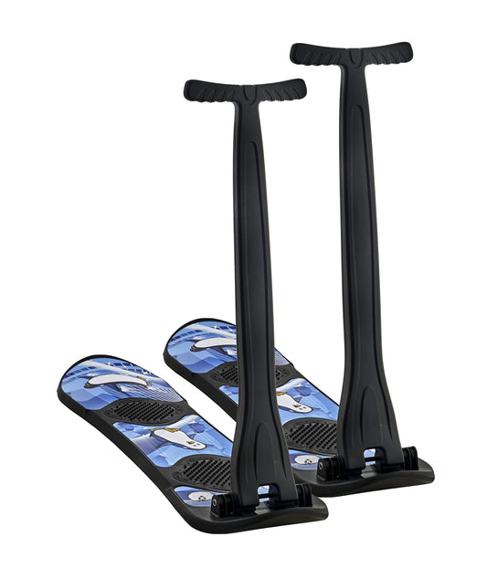 Superio 2 Pack Kids Snow Scooter Ski Scooter Snowboard Snow Sled Sledge Folding Sliding Ski Snowboard with Grip Handle