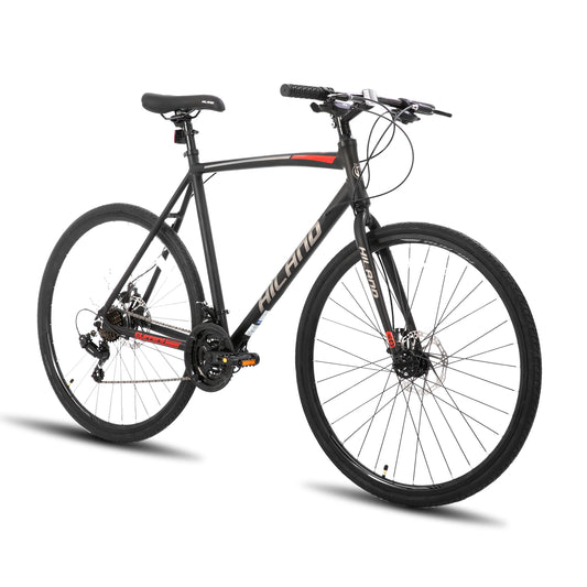 HH HILAND 700C Road Hybird Bike 21 speeds Bikes Urban City Commuter Bicycle with Disc Brake for Men Women Adult Comfortable Bicycle Black