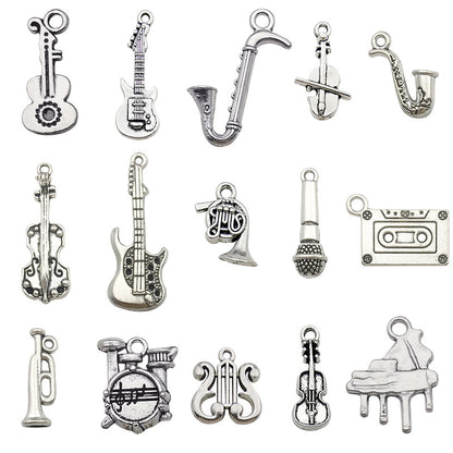 Cute DIY Music Series Violin Guitar Note keychain pendant necklace