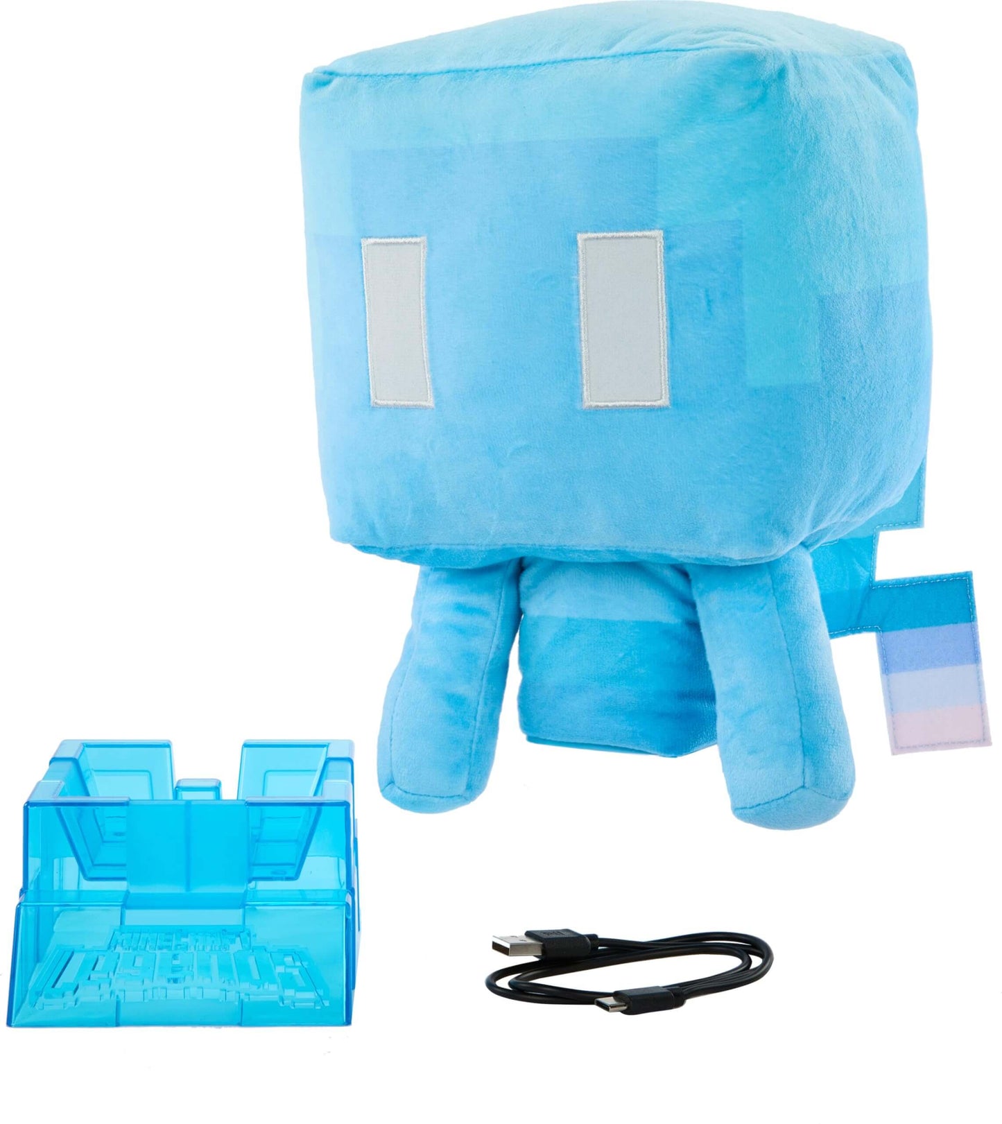 Minecraft Allay plush toy with lights, includes charger and lamp feature, perfect collectible for fans.
