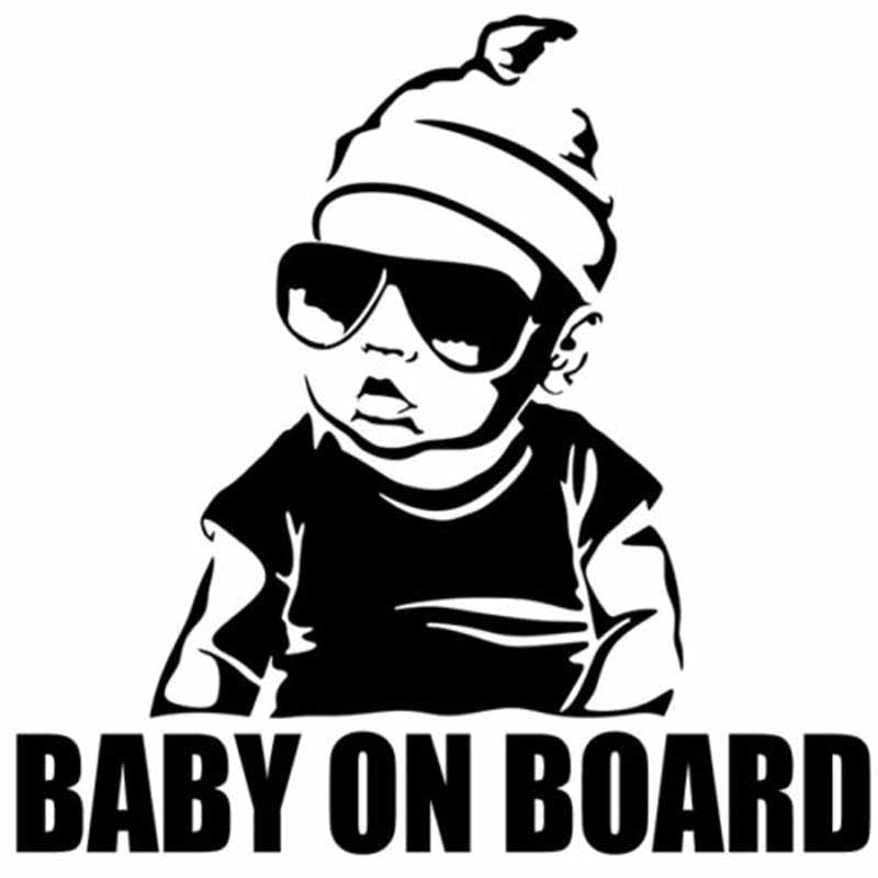 Funny Cartoon Baby on Board Reflective Car Sticker Decal 15x15cm