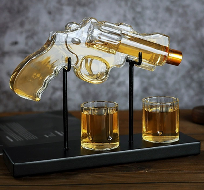 Gun Sip pistol-shaped glass wine bottle and bubbler