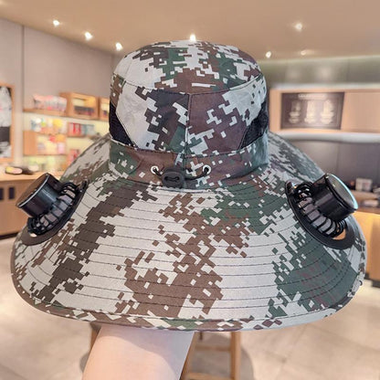Solar Powered Fan Hat USB charging wide-brim UV protection