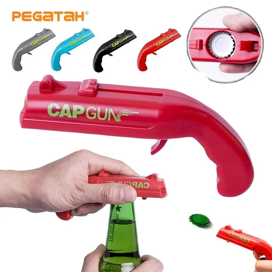 Cap Gun Bottle Opener with Corkscrew for Parties