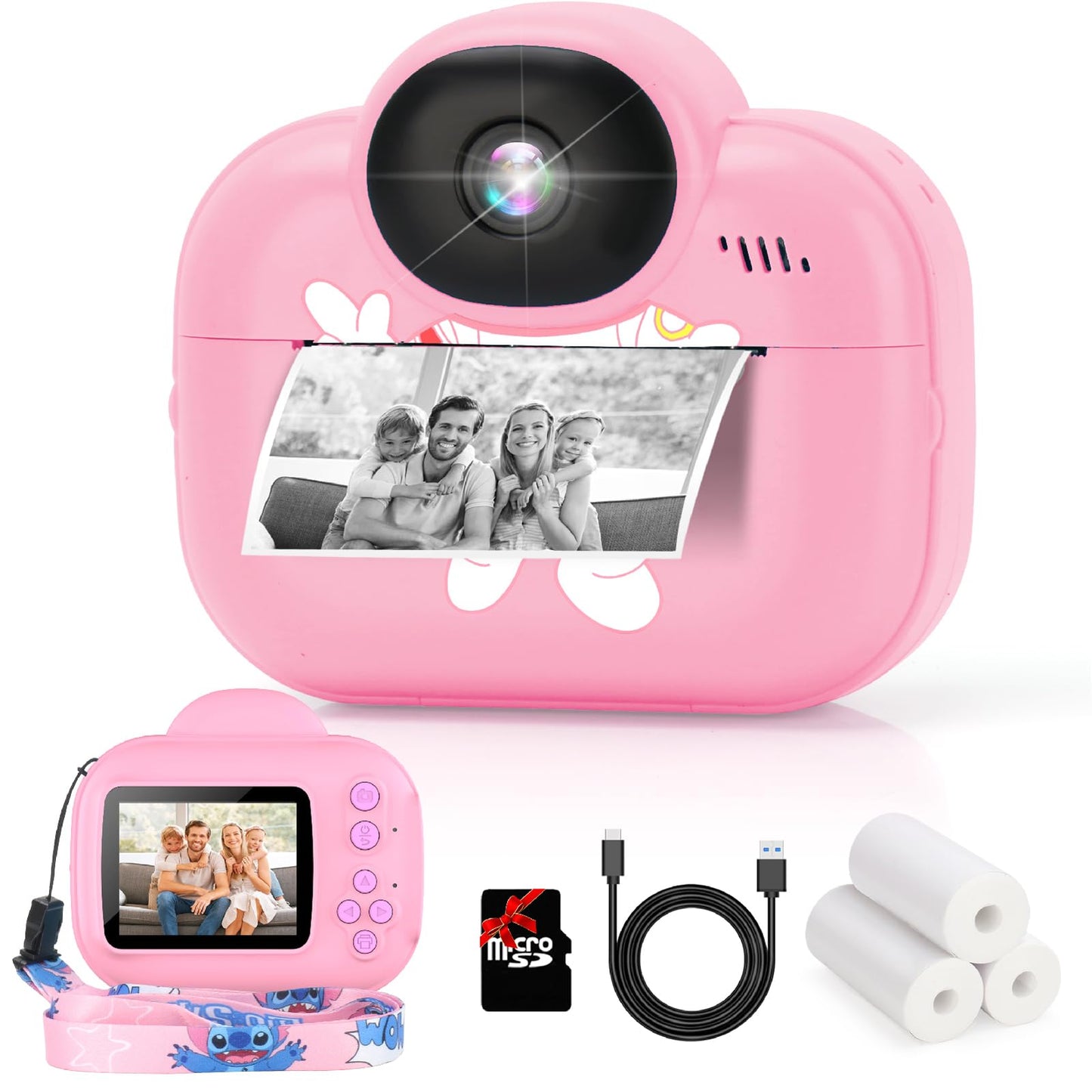 Kids Camera Instant PrintTrayoo Kids Digital Camera Instant Portable Kids Instant Camera Christmas Birthday Girls for 3 4 5 6 7 8 9 10 Year Old (Pink)