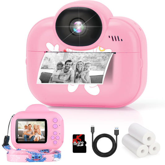 Kids Camera Instant PrintTrayoo Kids Digital Camera Instant Portable Kids Instant Camera Christmas Birthday Girls for 3 4 5 6 7 8 9 10 Year Old (Pink)