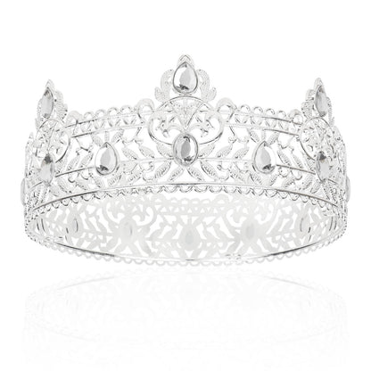 King Crown CIEHER King Crowns for Men Crystal Baroque Wedding Crown Men Prom Crown Prince Tiara Women Evil Crown for Birthday King Halloween Costume Birthday Decorations for Men Silver King Crown
