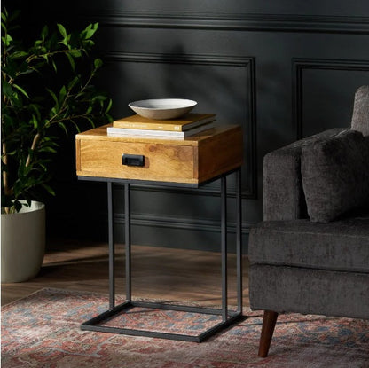 C-shaped wood Table with drawer 18x14x26.5 inch