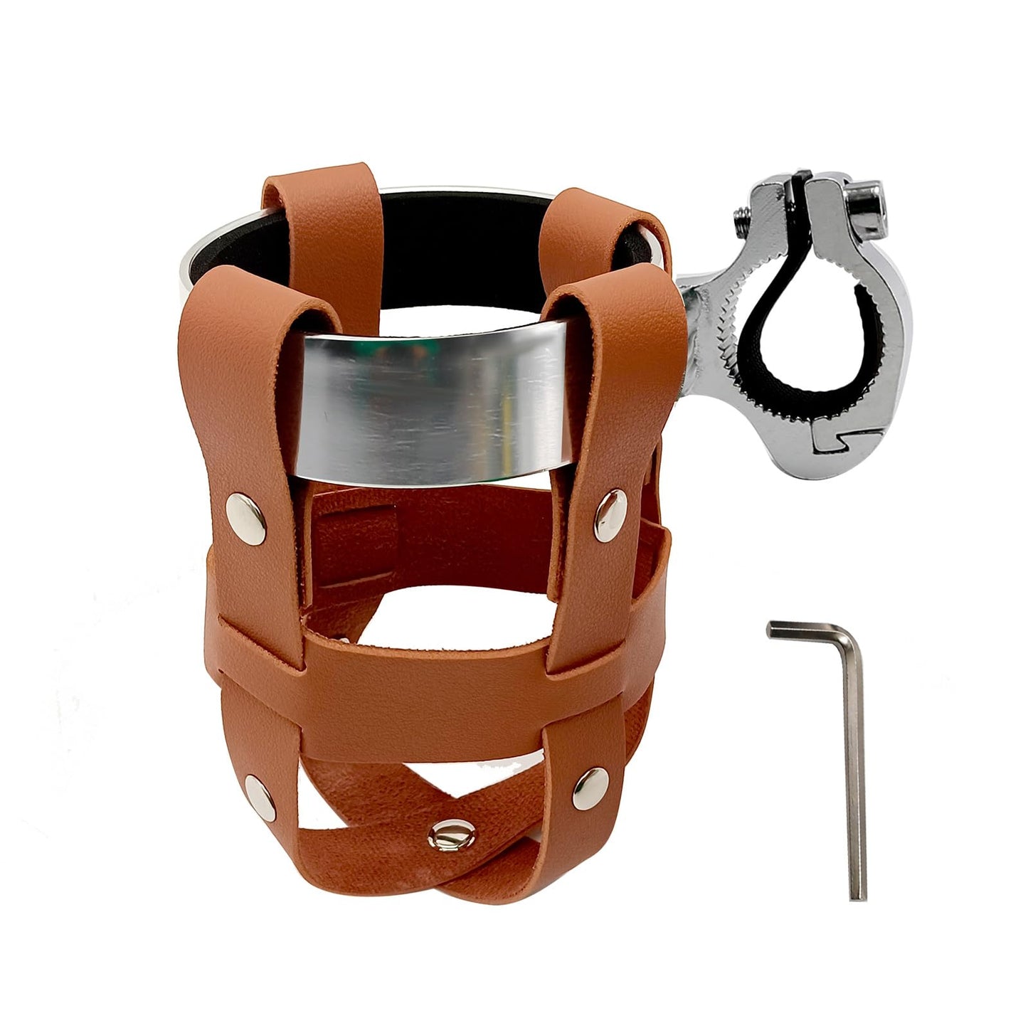 2.75 "Bike Water Bottle Holder Vintage Leather Bike Beverage HolderBike Cup HolderBike Drink Holder for Motorcycle Bike Stroller Walker Wheelchair Scooter Golf Cart