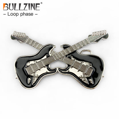 BULLZINE Zinc Alloy Guitar Music Belt Buckle 01884