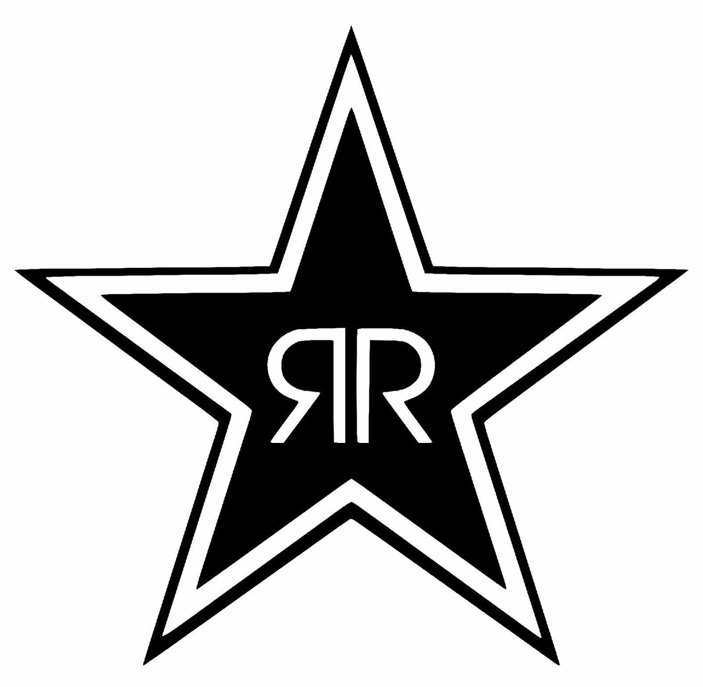 RR Initials Star - Vinyl 5" Tall (Color: Black) Decal Laptop Tablet Skateboard car Windows Sticker