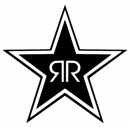 RR Initials Star - Vinyl 5" Tall (Color: Black) Decal Laptop Tablet Skateboard car Windows Sticker