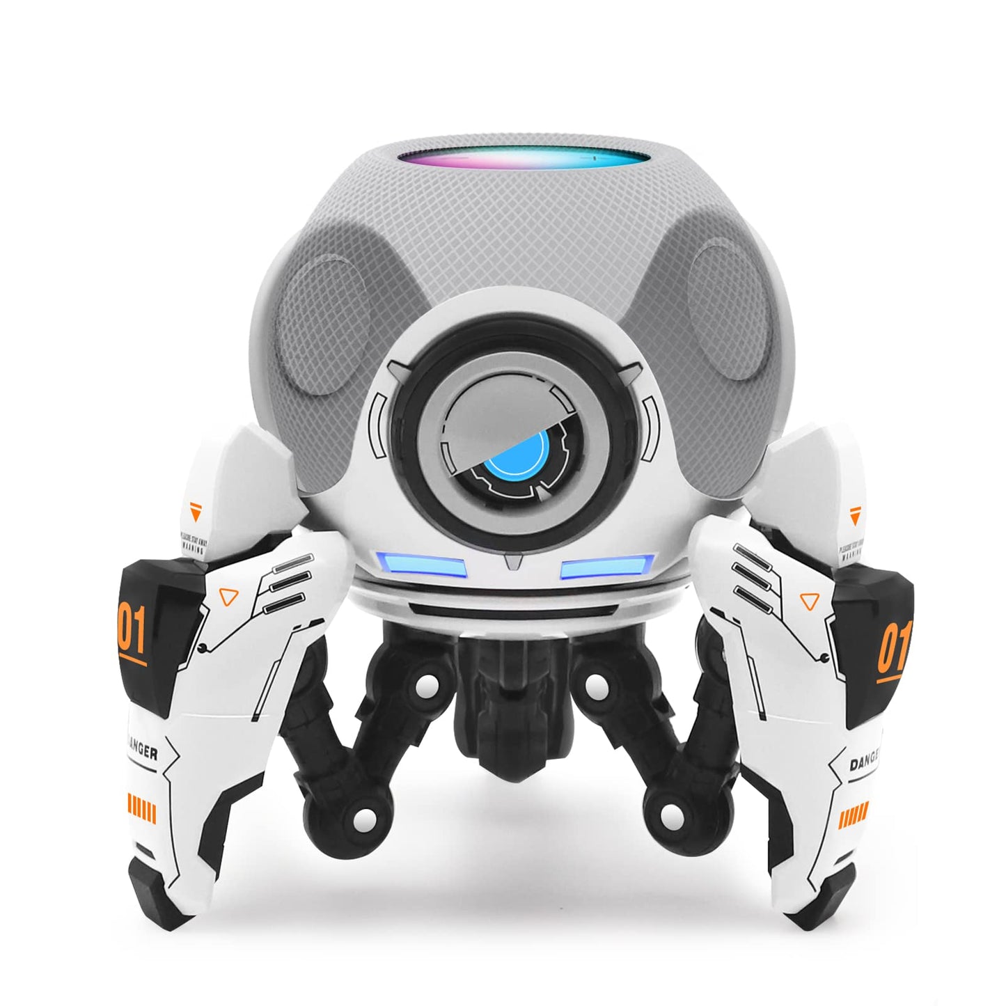 Madatop Stand for Homepod Mini ABS Holder Tripod with Robot Shape Safe Stable Mount with Anti-Slip Silicone Pad Protects Home pod Mini Speaker Well