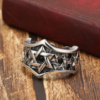 Personalized Inlaid Six Pointed Star Ring valentine couple birthday date gift