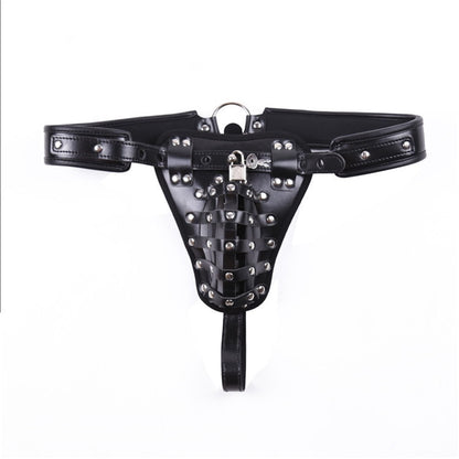 Leather Men's Chastity Belt with Cock Cage Adult Toy couple date night gift