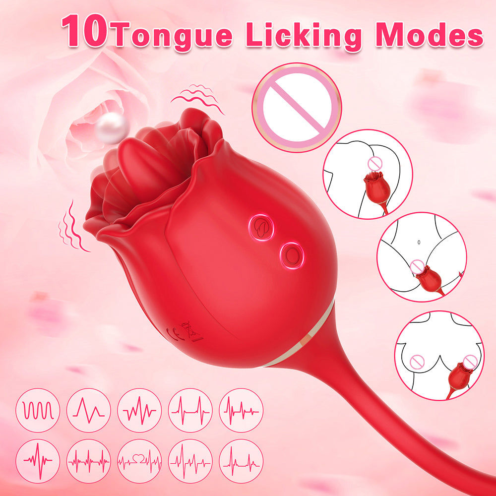 Rose Tongue Vibrator for Women - G Spot and Clitoral Stimulation adult toy massage couple
