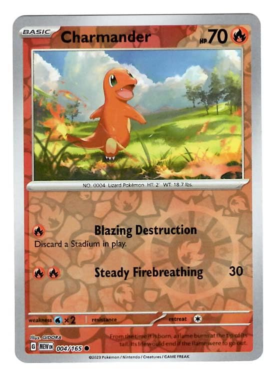 Pokemon - Charmander 004/165 - Pokemon 151 - Reverse Foil - Single Card