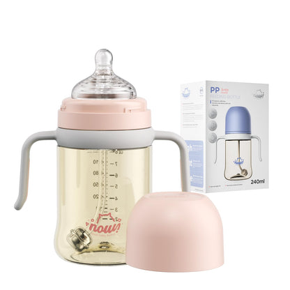 Nouri Natural Flow Anti-Colic Baby Bottle with Natural Response Nipple Baby Bottle 3 Month+ Baby Bottle Slow Flow Wide Neck Bottle 8oz/240ml Breastfeeding Newborn Colic Baby Relief Balance Bottle