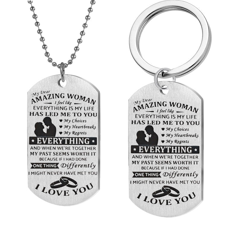 Amazing Woman Letter Tag Necklace valentine couple birthday date gift