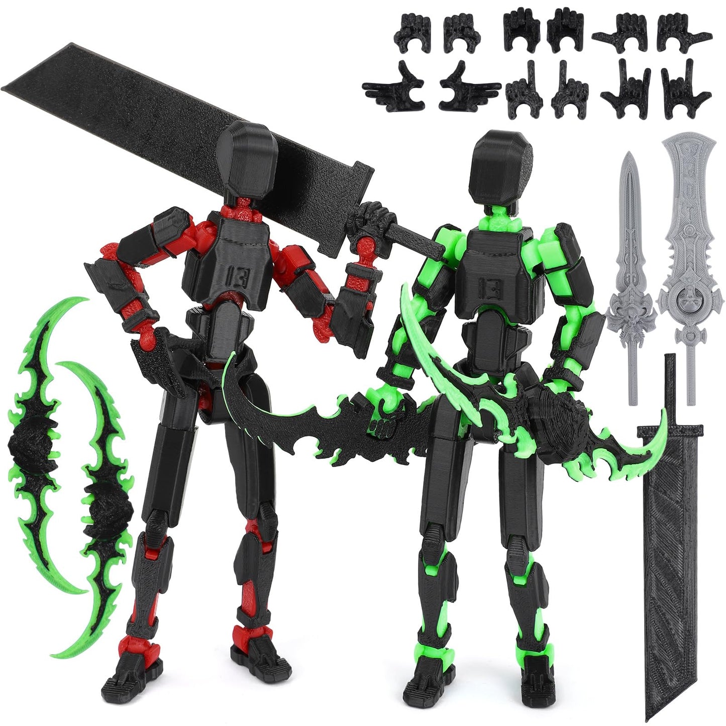 (Assembly Completed) T13 Action Figure Set - 3D Printed Action Figure with Weapons | Titan 13 Action Figure Articulated | Dummy 13 Stick Titan T 13 Robo 13 Mission 13 for Lucky 13 Action Figure Lovers