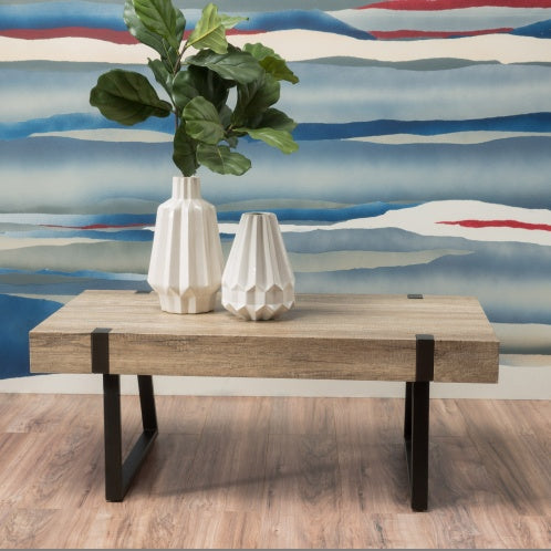 Faux Wood Coffee Table - 43.25" L x 23.60" W x 16.75" H - Canyon Grey