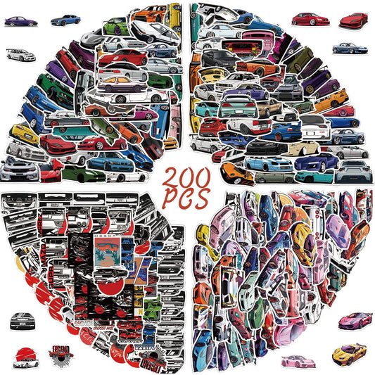 200Pcs JDM Racing Cars Stickers Vinyl Sticker Decal Decor Waterproof