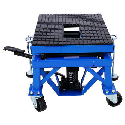 Metal Jack Lifting w/ Foot Pedal Wheels support up to 300lbs