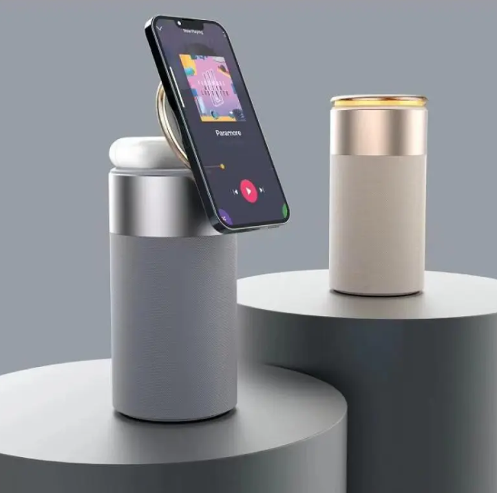 iPhone Airpod Dock Charger Sync 3-in-1 Station Bluetooth Speaker With Touch Lamp
