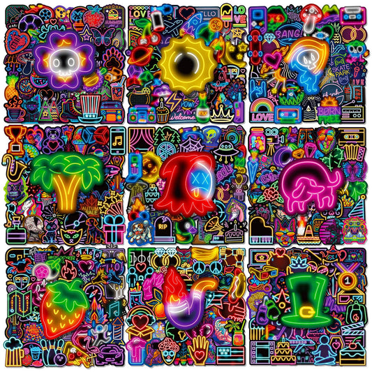 300PCS Neon Stickers Kids Teenagers Cool Stickers Vinyl Sticker Decal Decor Waterproof