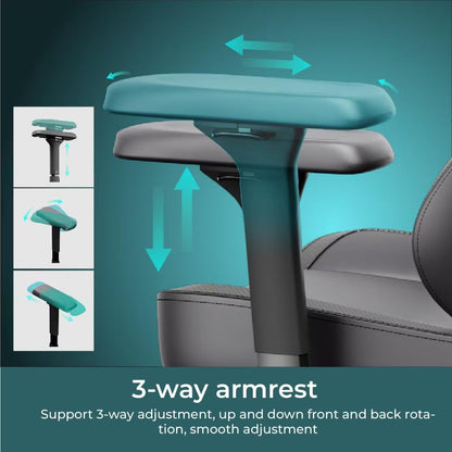 Gaming Chair Dynamic Lumbar Support and Thicken Seat Height Adjustable Game Chair with 360°-Swivel Seat