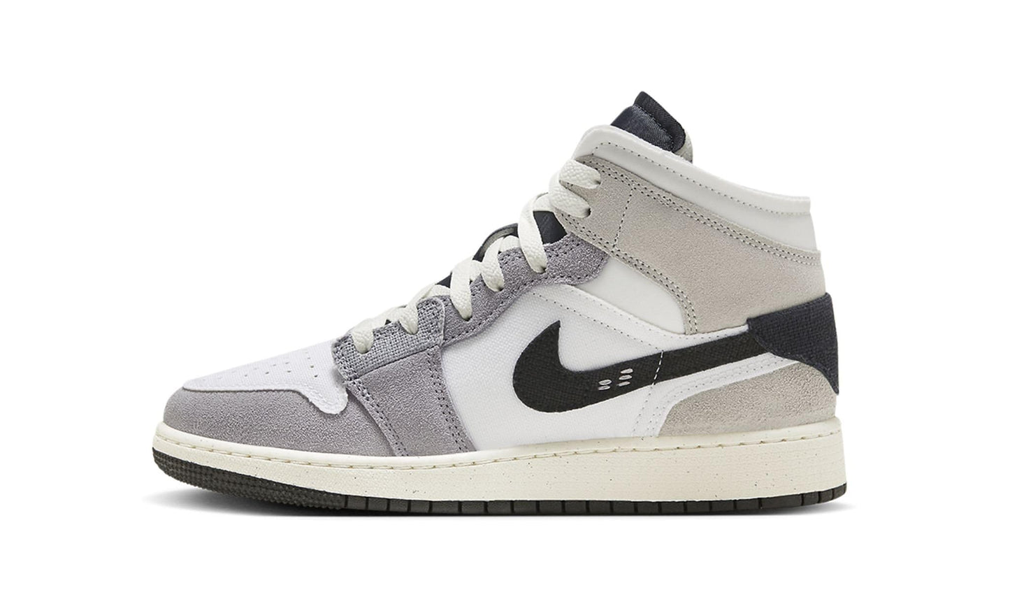 Big Kids Air Jordan 1 Mid SE Craft GS Inside Out - Cement Grey FD9091 002 Grade School - Size 6.5y