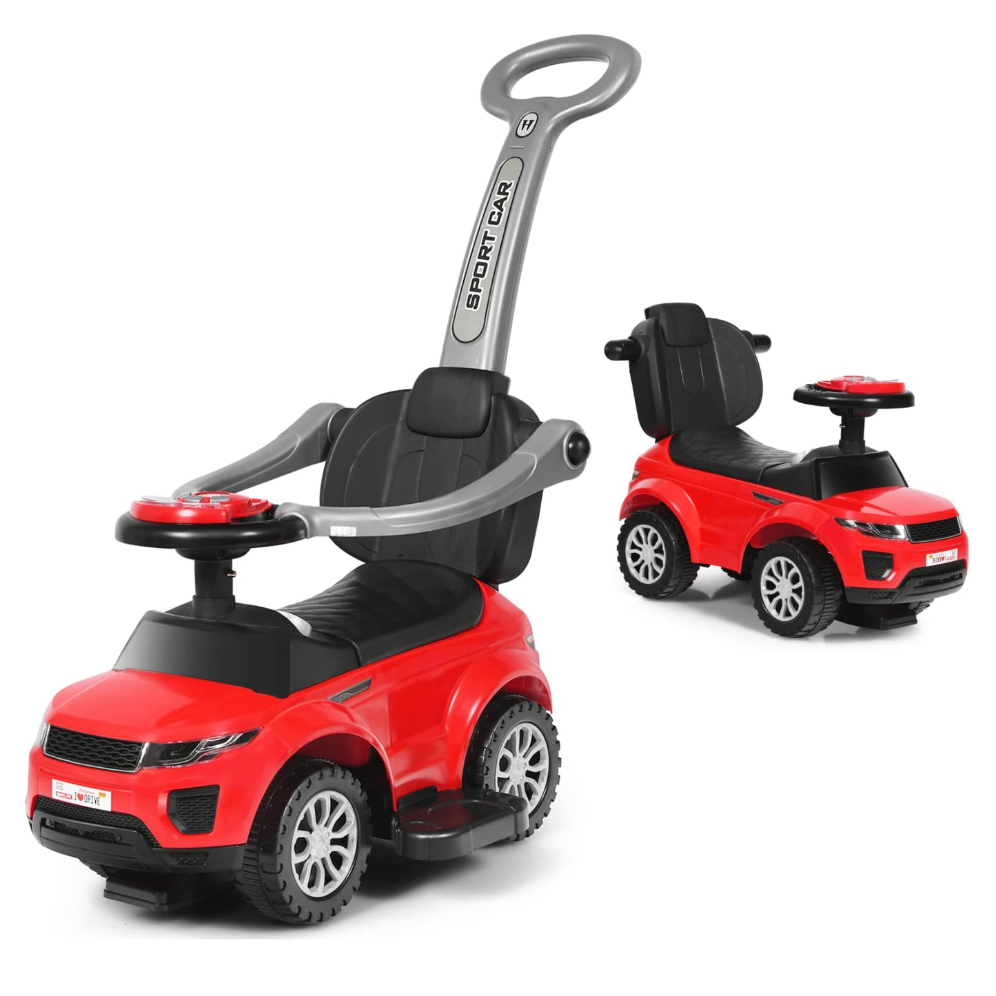 HONEY JOY Ride On Push Car Foot to Floor Ride On Sliding Car Push Handle & Detachable Guardrail Sound & Lights Under Seat Storage Push Cars for Toddlers 1-3 Gift for Kids Boys Girls(Red)