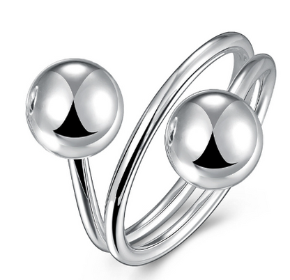 Simple Women's Couple Beads Ring birthday valentine romance gift