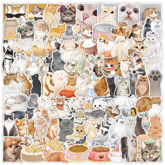 200pcs Cute Cat Stickers for Teen Adults Waterproof Water Bottle Stickers Kawaii Animal Stickers Vinyl Decorative Stickers for Guitar Laptop Skateboard Notebooks Luggage Phone Case