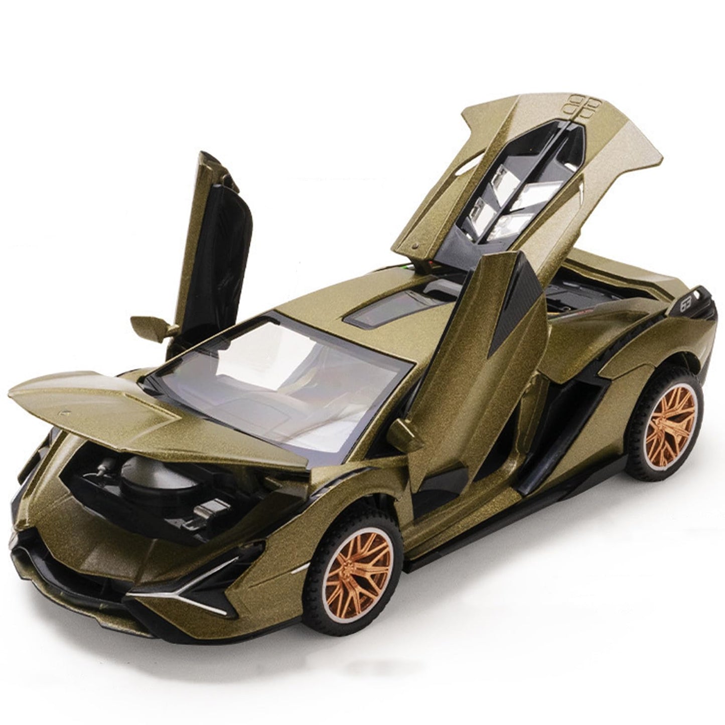 Lambo Sian  Die-Cast Car Model with Lights and Sound Pull Back Toy Car for Age 3+ Year Old (Green)