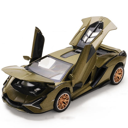 Lambo Sian  Die-Cast Car Model with Lights and Sound Pull Back Toy Car for Age 3+ Year Old (Green)