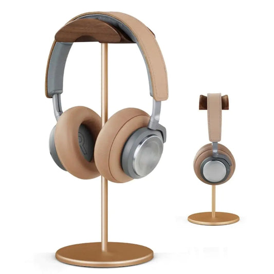 Micool Headphone Stand Aluminium and Wood Gaming Headset Stand Holder for All Size Headphones with Stable Heavy Base Headphone Holder for Desk
