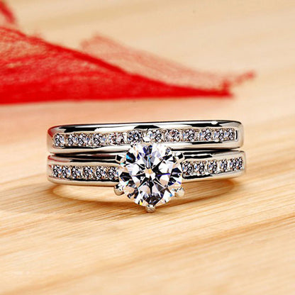 White Gold Plated Couple Ring Set birthday valentine romance gift