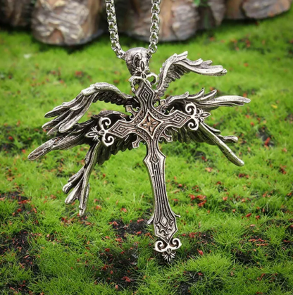 Six Winged Angel Wings Cross Necklace valentine couple birthday date gift