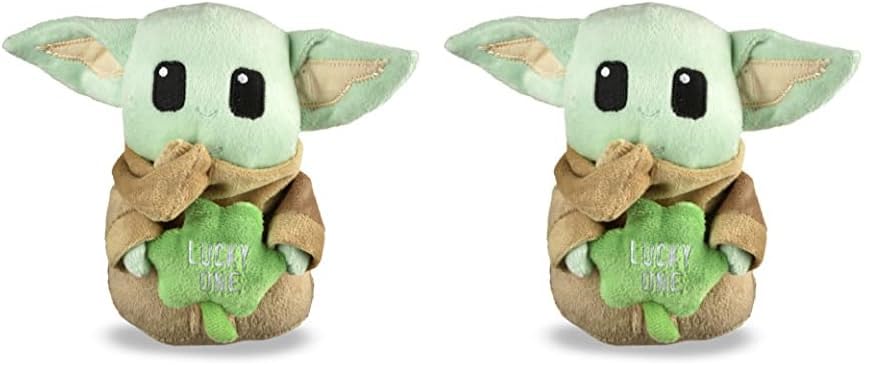 STAR WARS St Pattys 6" Grogu Lucky One Squeaker Pet Toy | St. Patrick’s Day Toy Themed Grogu Baby Yoda The Child | Medium Dog Squeaker Toy for Dogs (Pack of 2)